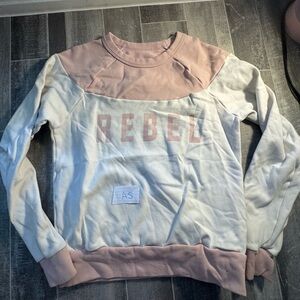 Rebel Athletics Women's Blush and Cream Crew Neck Sweatshirt